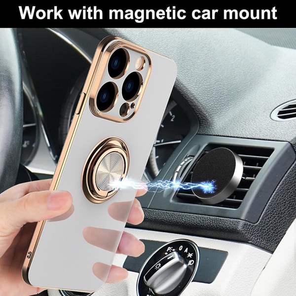 Deksel Kompatibelt Med Iphone 14 Pro Pro Med Skjermbeskytter, 360 Rotasjon Magnetisk Ring Støtteholder 2 stk green