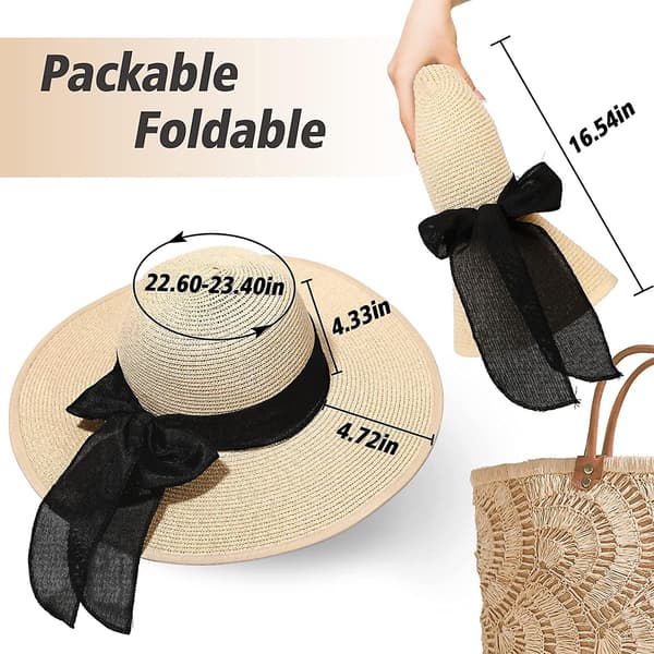 Dam halm strand solhatt: Stor hopfällbar och packbar sommar solhatt Style 1