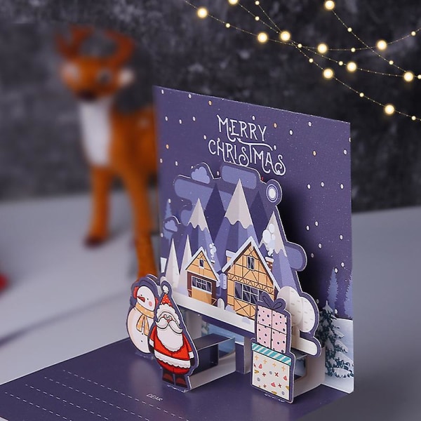 6-pack roliga 3D-pop-up julkort för familj, vänner, företag, med kuvert och klistermärken, olika julelemen