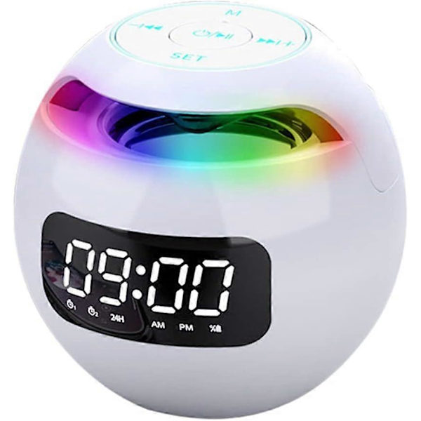 Färgglad trådlös bärbar Bluetooth-högtalare med LED-lampa, mini-woofer med mikrofon och FM-radio med upplyst högtalare C