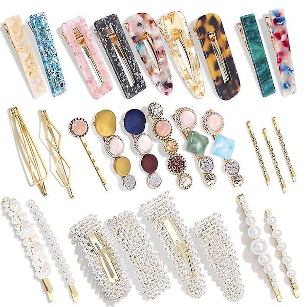 Pärl Hårklämmor, 28 St Pärl Hårspännen Akryl Resin Söta Handgjorda Bobby Pins Hårnål Huvudbonader Hårtillbehör Huvudbonader För Kvinnor Och Flickor