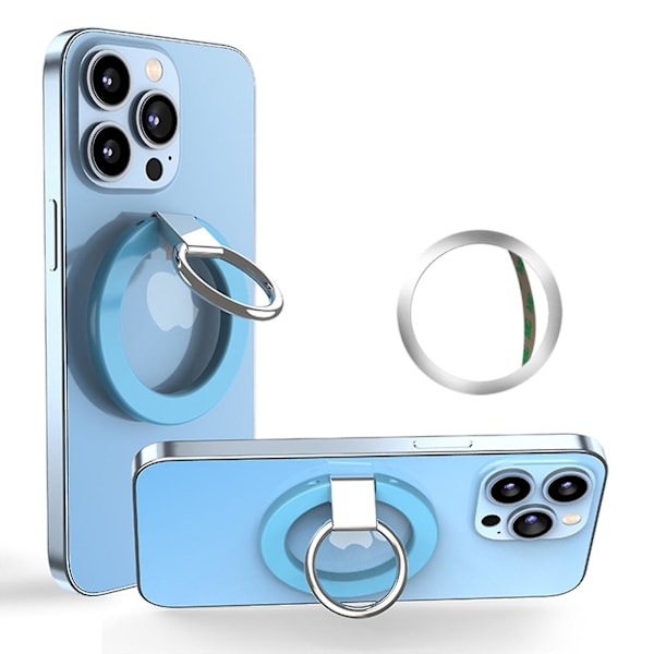Magnetisk telefonringhållare, justerbart telefonstativ kompatibelt med iPhone 13 Blue