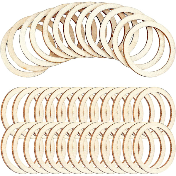 100 st 5 cm ofärgade träbitar ringform, cirkelformade ornament, tomma träskivor för julmålning, pyrografi, heminredning