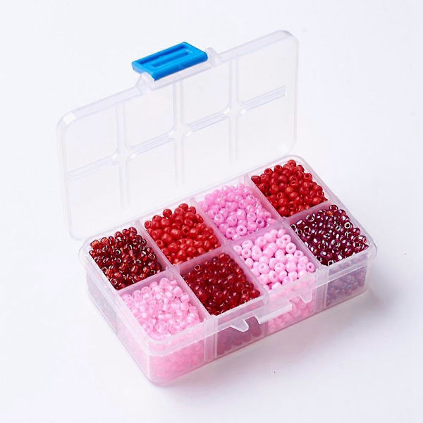 1 Eske Blandet 6/0 Glassfrøperler Runde Løse Avstandsperler Rød 4mm Hull: 1mm ca 1900 stk/eske