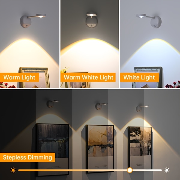 1 st. Laddningsbar Trådlös Kroppsdetekterande LED-Vägglampa, Justerbar Vinkel Och Ljusstyrka, Lämplig För Korridorer, Gallerier