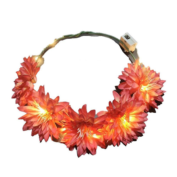 LED Blomsterkrone, Blomsterkrans Hodebånd Lysende LED Blomsterhodeplagg Blomsterhodebekledning shape6