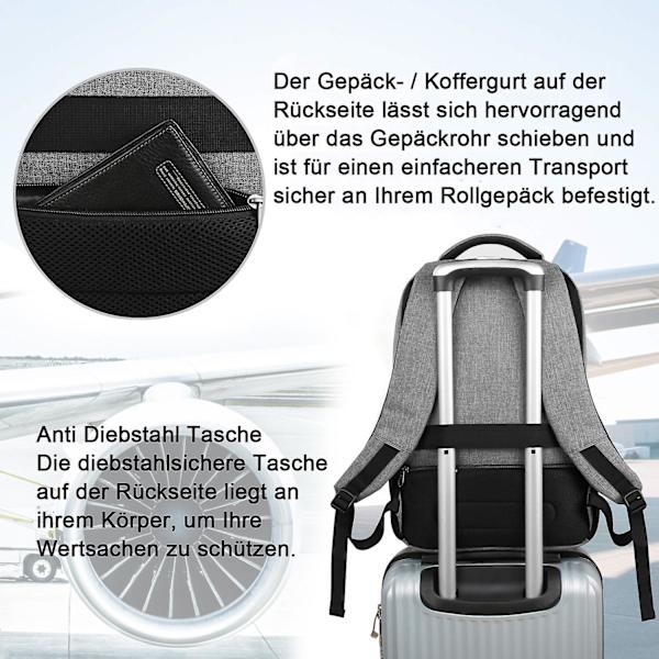 Rask Levering Laptop Ryggsekk, Forretningsreise Tyverisikker Slank Holdbar Laptop Ryggsekk Med USB Ladeport Gray 26in