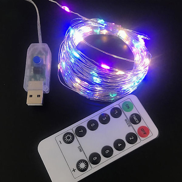 20 meter 200 LED Fe Lys Kæde, batteridrevet med fjernbetjening til soveværelse, gårdhave, have multicolor