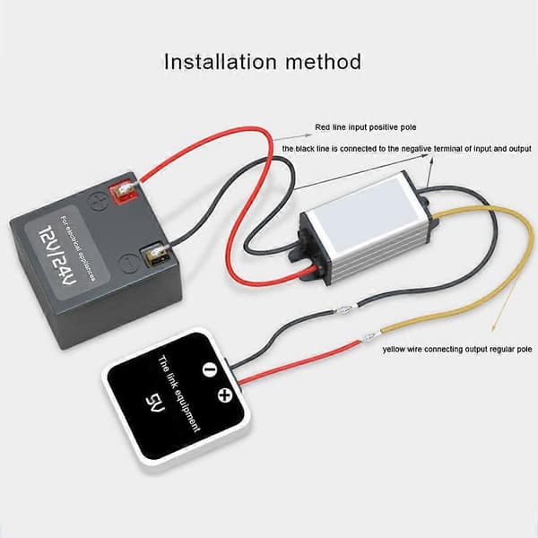 DC-DC 12V til 5V Konverter Step-down Regulator Modul Buck Strømforsyningsadapter JIKAIX 3A