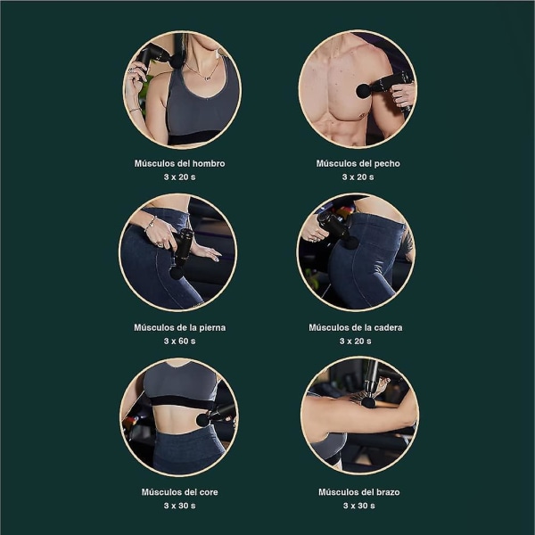 Muskelmassagepistol - Muscle Hammer Massager med 6 intensitetsnivåer, 4 huvuden - Lindrar rygg- och bensmärtor - Professionell massagemaskin för fysioter
