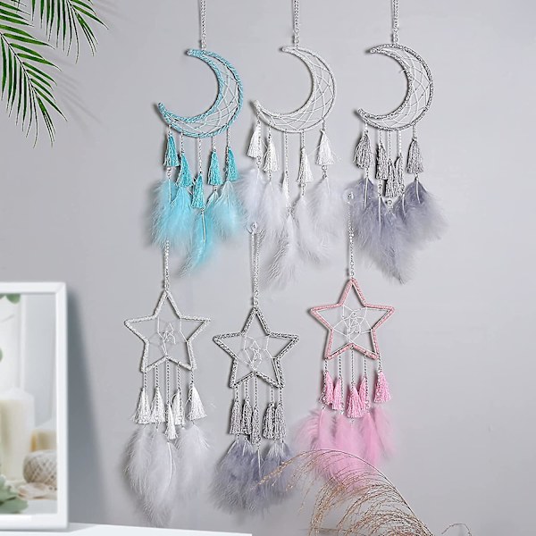 Macrame drömfångare med tofsar för sovrum, för sovrumsvägg heminredning present (1 st)