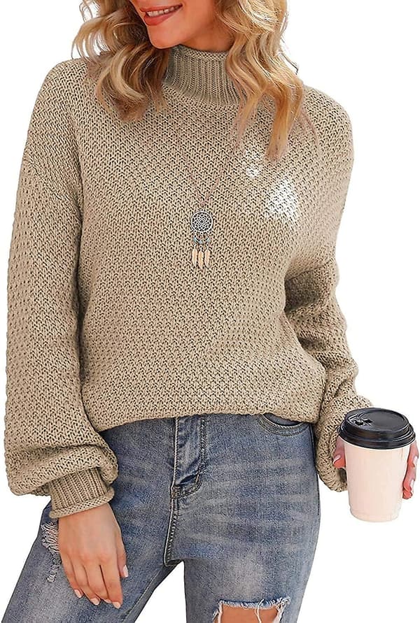 Dame Turtleneck Løs Sweater Casual Tyk Langærmet Toppe Pullover Oversized Chunky