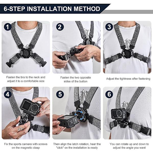 Bröstsele Sele Hållare För Dji Osmo Action Kamera, Bröstband Vlog/pov Tillbehör Kompatibel Med Insta360 X3/one R/rs För Gopro Hero Serie Black