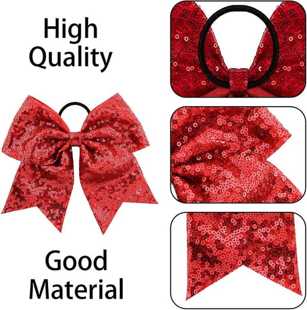 4 st Cheer Bows Jumbo Cheerleading Bows Stora Hår Bågar Med Elastisk Ponytail