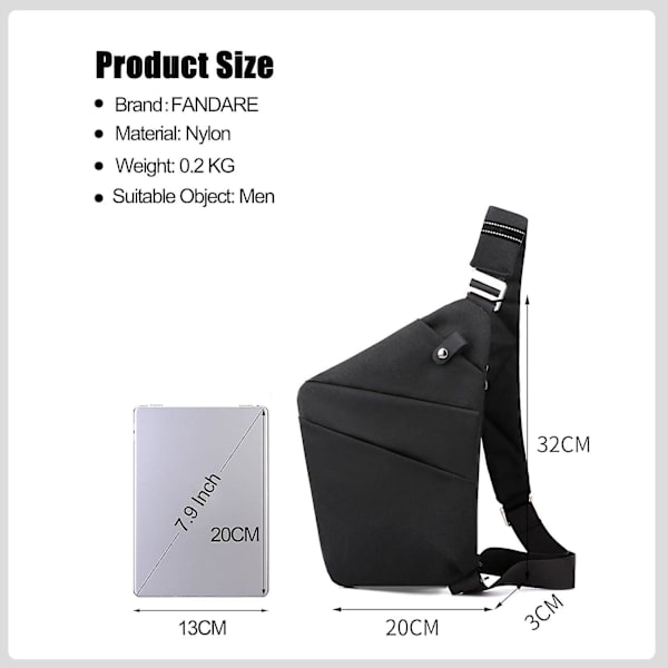 Mäns bröstväska Anti-stöld Sport Crossbody väska Dam Crossbody väska Axelväska Ryggsäckar Bär för resor Sport Axelväska Cykel