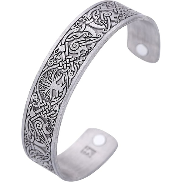 Livets Tre Hugin Munin Ravn Magnetisk Armbånd, Keltisk Knute Armring