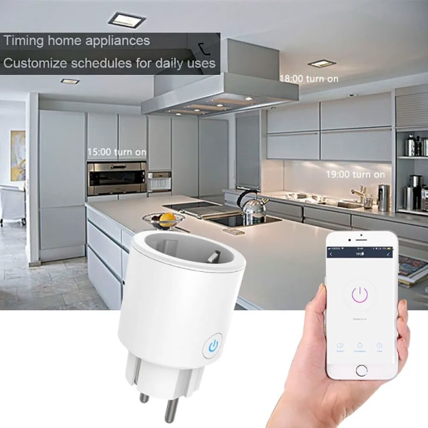 Smart Life App Fjernkontroll WiFi Trådløs Mini EU Strøm WiFi Smart Socket Plugg