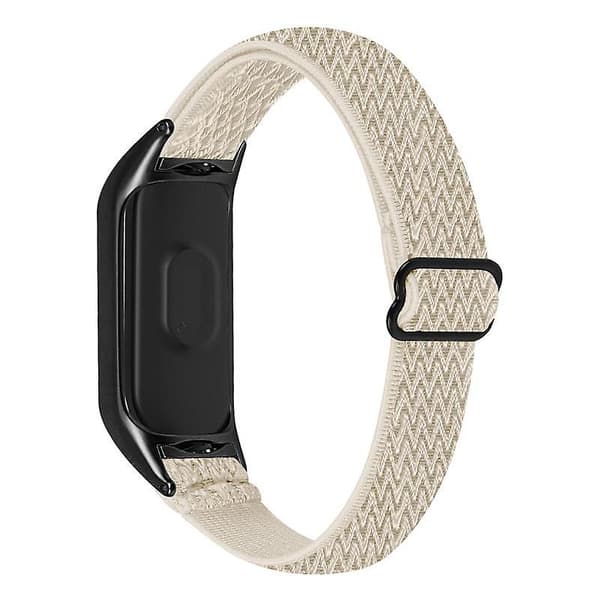 Nylon Solo Loop Rem til Xiaomi Mi Band 5/6 Justerbar Håndledsrem med Sort Urramme