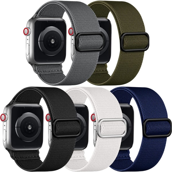 Stretchiga Solo Loop-band kompatibel med Apple Watch-band 38mm 40mm 41mm 42mm 44mm 45mm 49mm, justerbara flätade elastiska vävda nylonarmband AA003 38mm 40mm 41mm