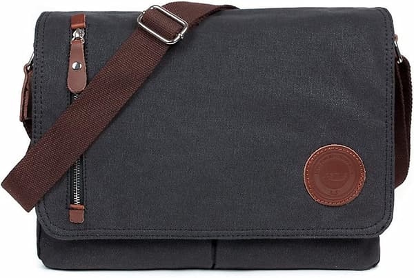 Herre Canvas Messenger Skuldertaske. Acsergery (sort) Gave