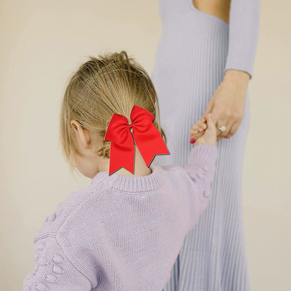 Röda hårrosetter, 2 st 7,09 tum stora rosetter röda hårband för flickor kvinnor, skola Red Bow Bands