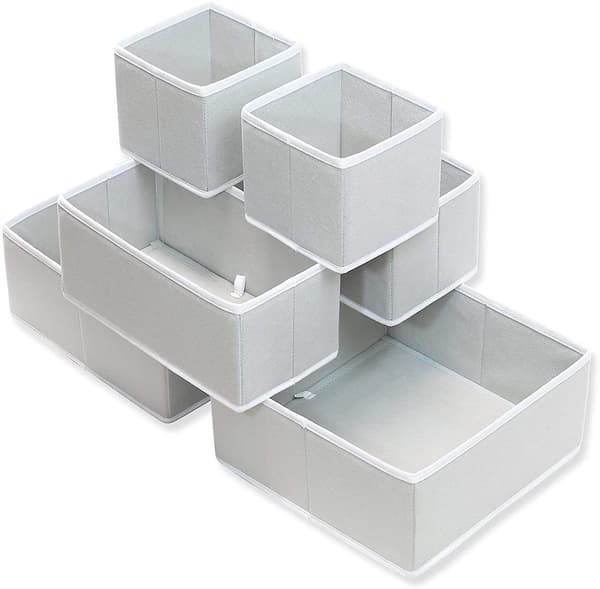 Simple Houseware Sammenleggbare Stoffoppbevaringsbokser for Skuff, Garderobe, Kommode
