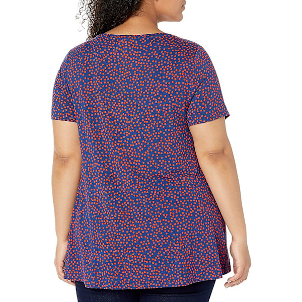 Naisten rento istuvuus, lyhythihainen, pyöreä pääntie, Swing-t-paita Red Dot 4XL