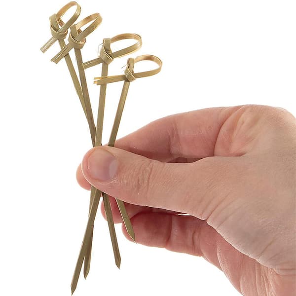 Spett Eco Friendly Picks Fancy För Drycker Med Loopade Knutspett För Fest Och Snacks 100% Bambu