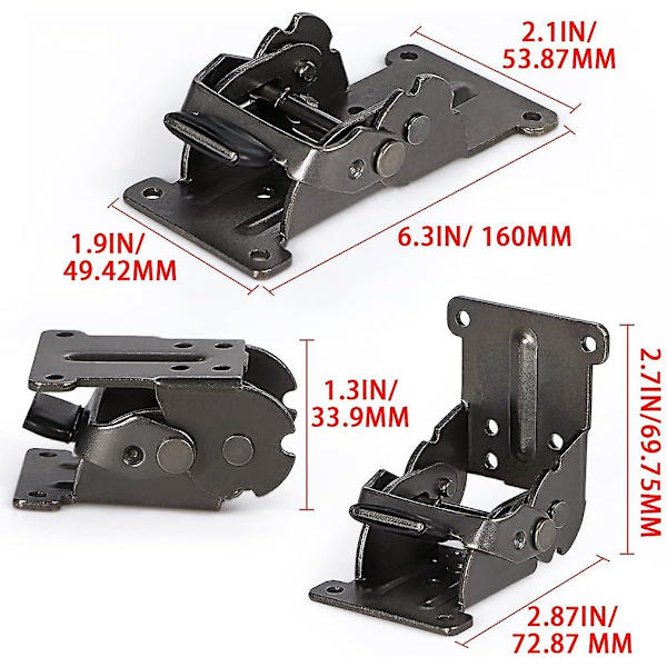 2-pack Fällbara konsoler, Lås förlängningsgångjärn, Fällbara benkonsoler Hårdvara för bord, arbetsbänk, plattform 0 90 180 2 Pcs