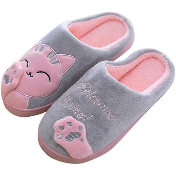 38/39 Eu Tossut Naiset Talvi Koti Sarjakuva Kissa Liukumaton Lämmin Sisätiloissa Makuuhuone Lattia Talvikengät Mukavat Memory Foam Kotitossut Lämpimät Muulit