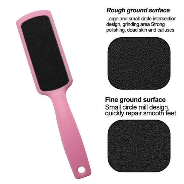 4-pack fotfilkit, 2 x fotfil i rostfritt stål och 2 x dubbelsidig fotfil i plast Black*rosered shovel foot file