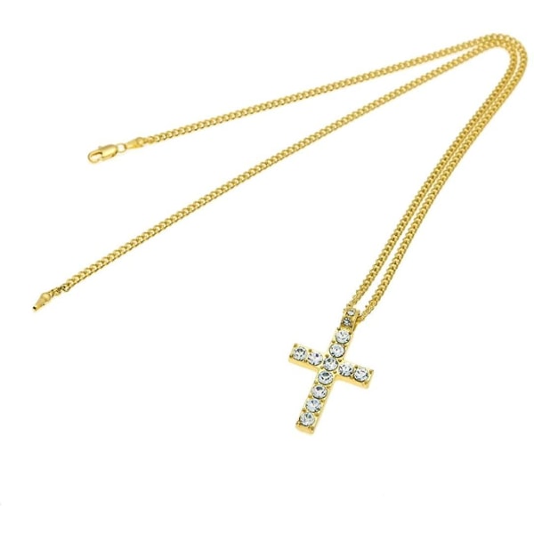 Hip Hop Kors Halskæder, Unisex Smykker Bling Rhinestone Krystal Kors Vedhæng Halskæde