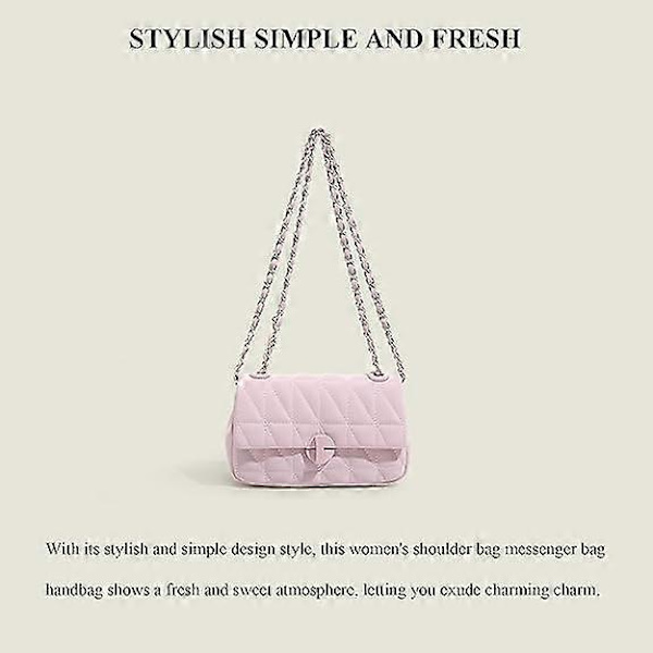 Modellenkel, fräsch och söt damväska, axelväska, messengerbag, handväska, PU-läder, kedja, romb, damväska (rosa)