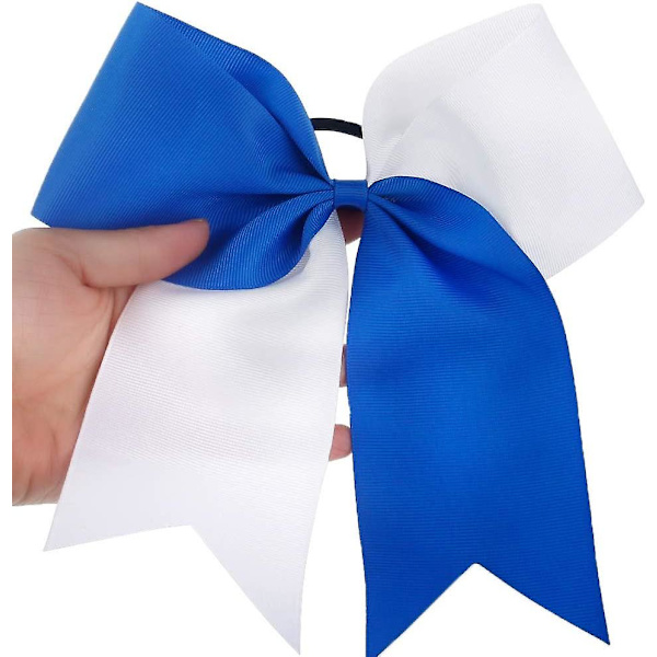 Suuri cheer-rusetti, 8 tuuman suuri jumbo cheer-hiusrusetti poninhäntäpidike joustavalla nauhalla