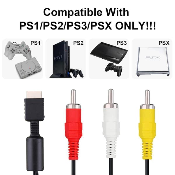 PS2 PS3 AV-kabel, AV til RCA-ledning til PlayStation 2 3 /PS2/PSX/PS3 Slim (1,8 m)