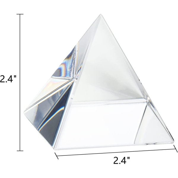 3-pack klar kristallpyramid, 2,4\" kristallpyramidprisma, glaspapperstyngd pyramid skrivbordsdekoration för fotografering, meditation, hemmakontorskonstdekor,