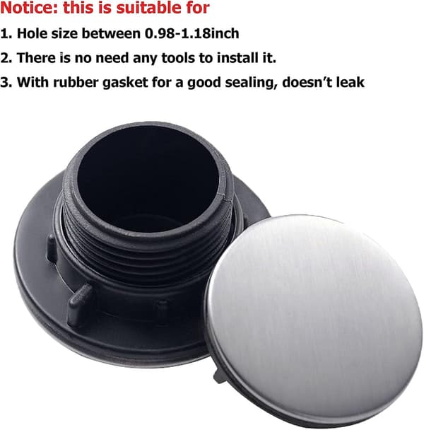 Deksel for vaskhull i rustfritt stål (2 pakker, 31-40 mm)