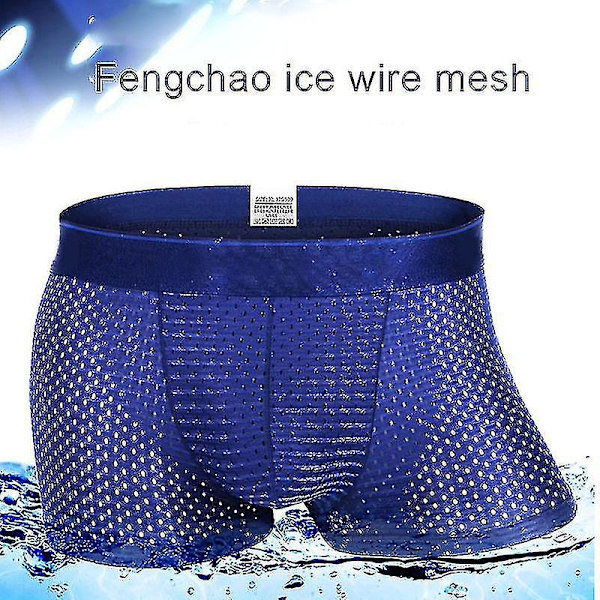 Män Boxershorts Underkläder Mesh Andas Bekväma Kalsonger Män Boxershorts Herrtrosor Dark Blue XL