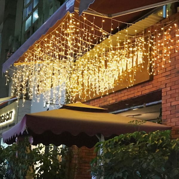 Led fönstergardin ljusslinga, inomhus utomhus bröllopsfest dekoration Warm white 5*0.6
