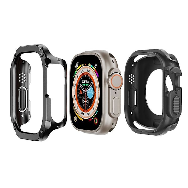 Kellon kuori Apple Watch Series 8 7 41mm / Series 6 5 4 SE (2022) SE 40mm TPU+PC iskunkestävä kehys Black