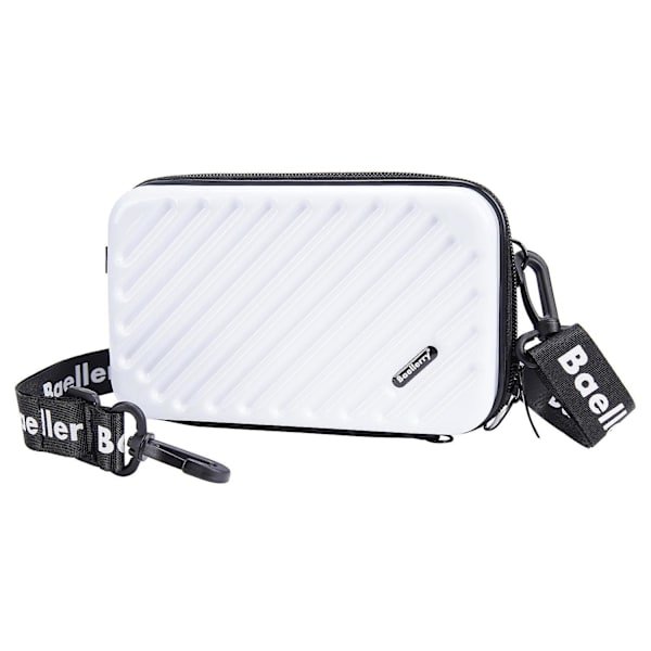 BAELLERY N1203 Mini Resväska Hård Skal Makeup Väska ABS+PC Bärbar Kosmetika Telefon Crossbody Väska White