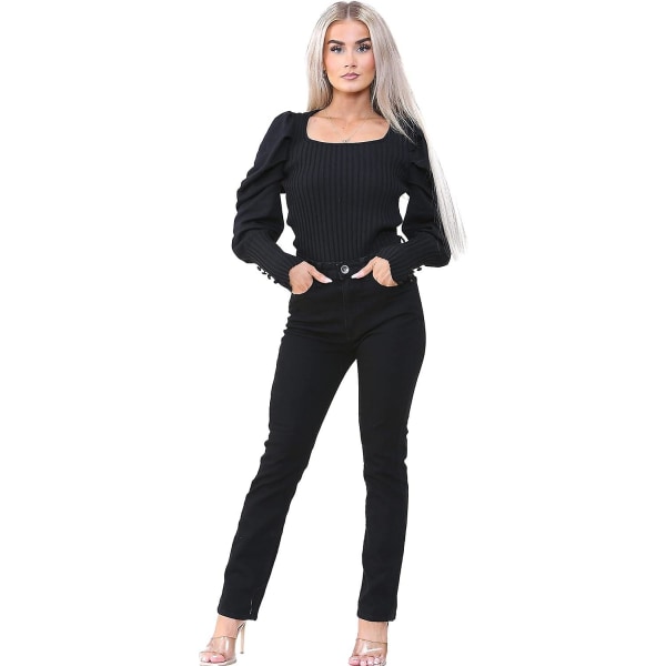 Högmidjade raka jeans Klassisk denim elegans