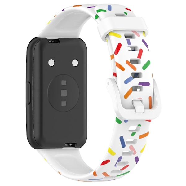 Färgglad fläckig handledsrem i silikon för Huawei Band 7 White