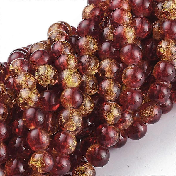 1Strand Tofarget Gjennomsiktig Krakelert Glass Runde Perler Tråder Tomat 8mm Hull: 1.3~1.6mm 31.4 tommer