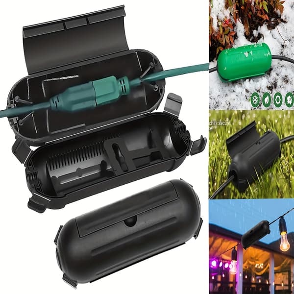 3-pack utomhus förlängningssladdsskydd - Svart/Grön väderbeständig kontaktskyddssäkerhet för utomhus