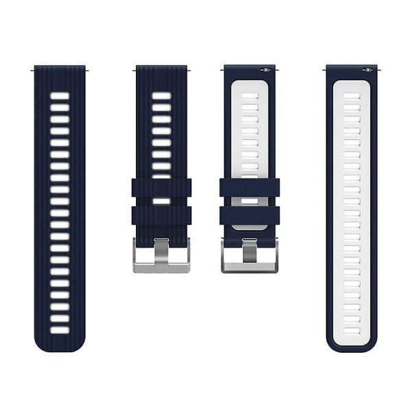 20mm Silikonsportband för Samsung Galaxy Watch6 40/44mm/Watch 4/5 40/44mm /5 Pro 45mm Tvåfärgad Midnight Blue  White