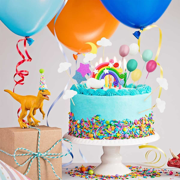 Sateenkaari Pilvi Kakunkoriste Sarja Värikäs Keramiikka Sateenkaari Pilvet Kakunkoriste & Ilmapallo & Tähdet & Kuu Cupcake Koristesetti Syntymäpäiväjuhlatarvikkeet