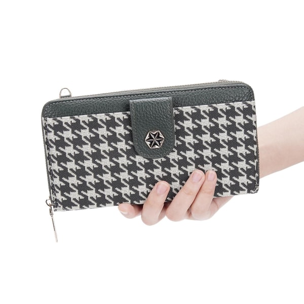 Kvinnor Houndstooth PU Läder Crossbody Väska Telefon Korthållare Enstaka Axelväska Green