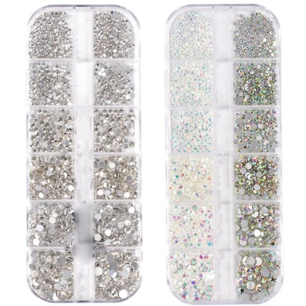 Nagelkonst Rhinestones runda kristaller glas flatback för DIY smyckestillverkning style 4
