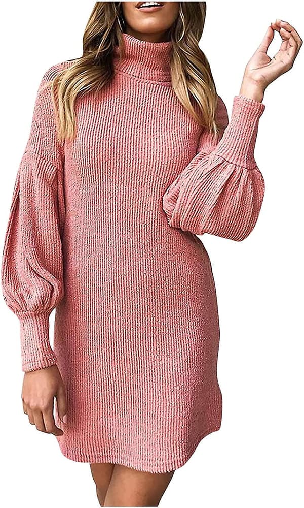 Acsergery Højhalset Sweater Kjole til Kvinder Udsalg Dame Casual Elegant Efterår Vinter Lige Gave